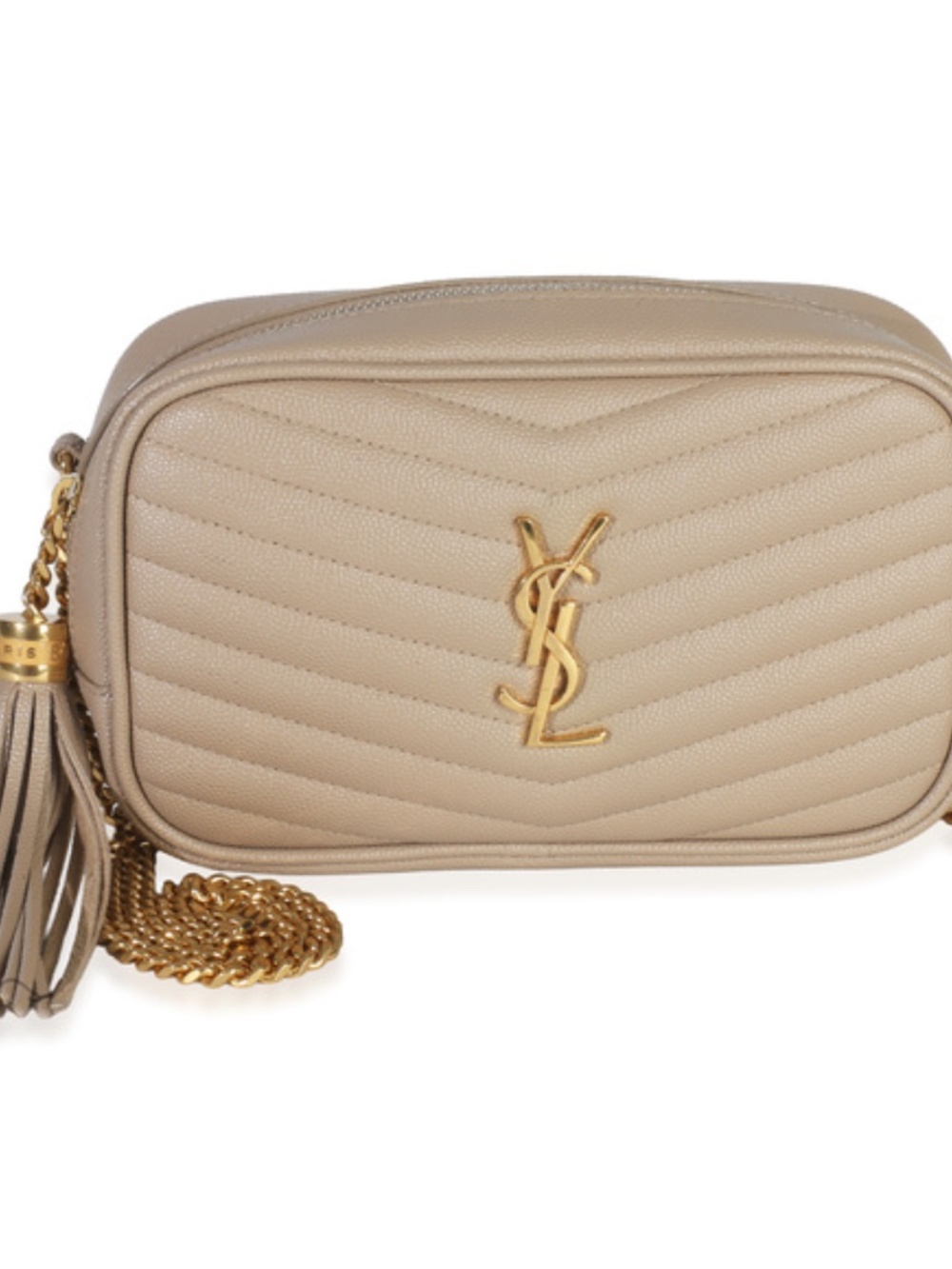 Saint Laurent Dark Beige Grain De Poudre Matelasse Mini Lou Camera Bag NWT/NIB - Picture 4 of 16